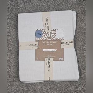 Nwt Cynthia Rowley New York 100% Cotton Twin Blanket Gift Textured Weave